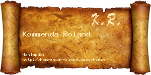 Kommenda Roland névjegykártya